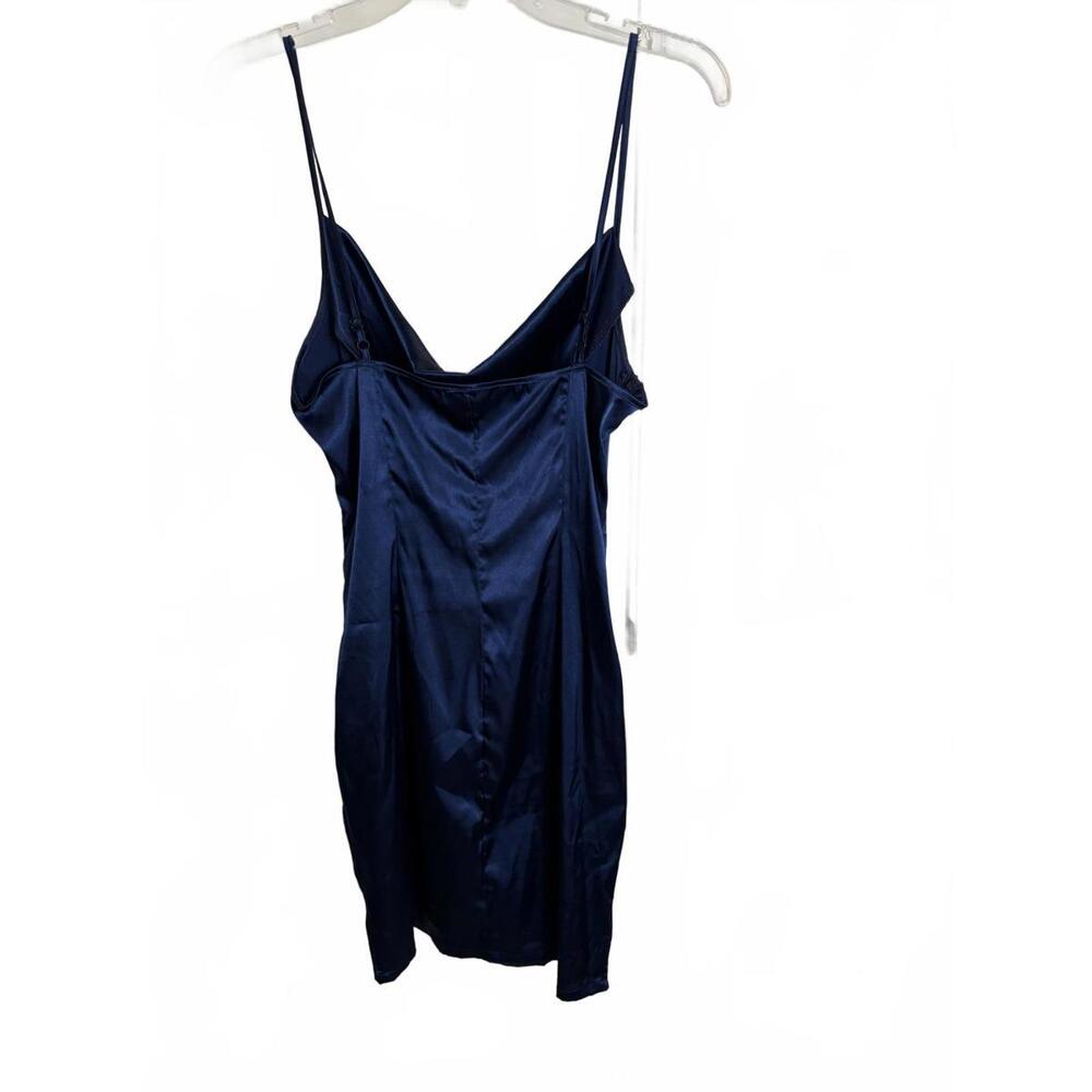 SHEIN Elegant Satin Slip Dress - Navy Blue - size M/6